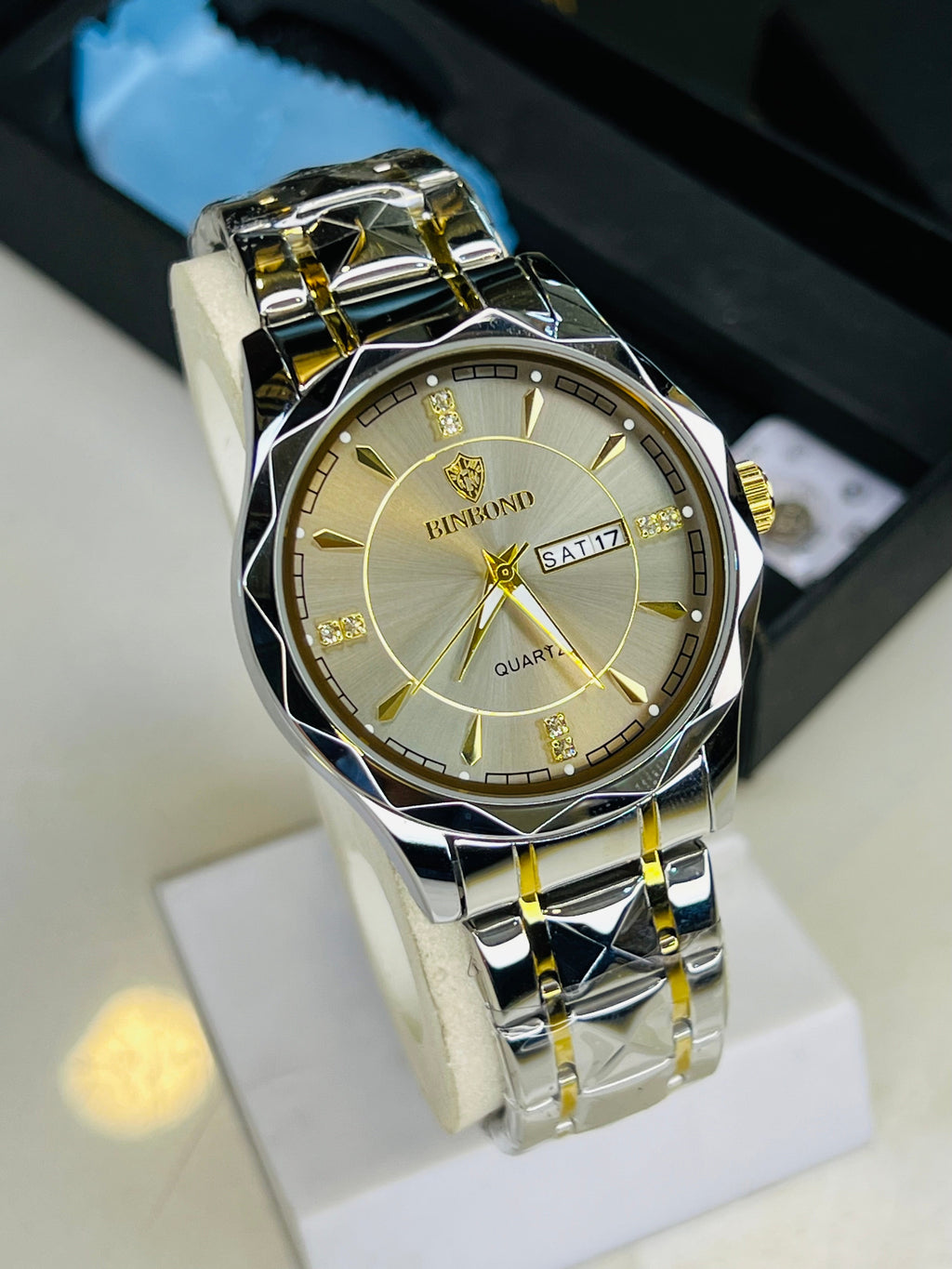 Two Tone Binbond Silver Prism Dial Watch