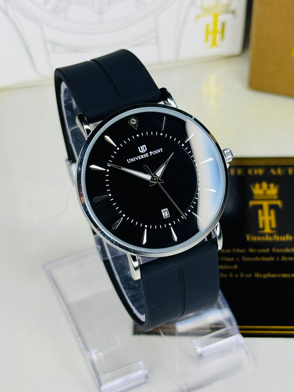 Black Silver Slim Balloon Universe Point Watch